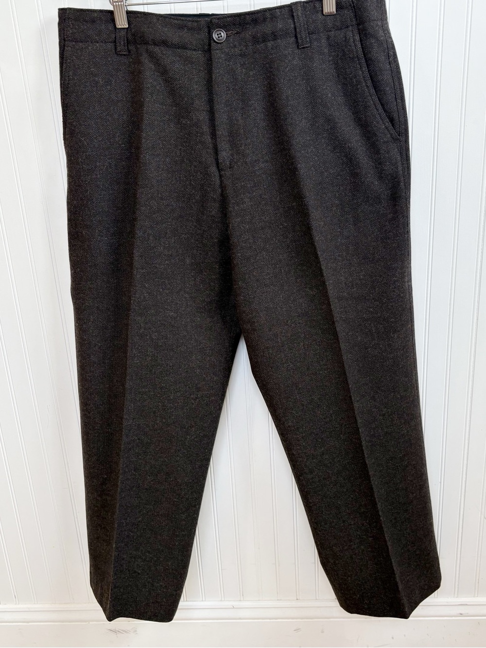 J.Crew Men’s Size 36 Wool Blend Herringbone Dress Pants Charcoal Gray Trousers